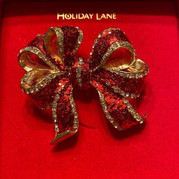 Macy's Jewelry - Macy’s Red Ribbon Pin NIB
